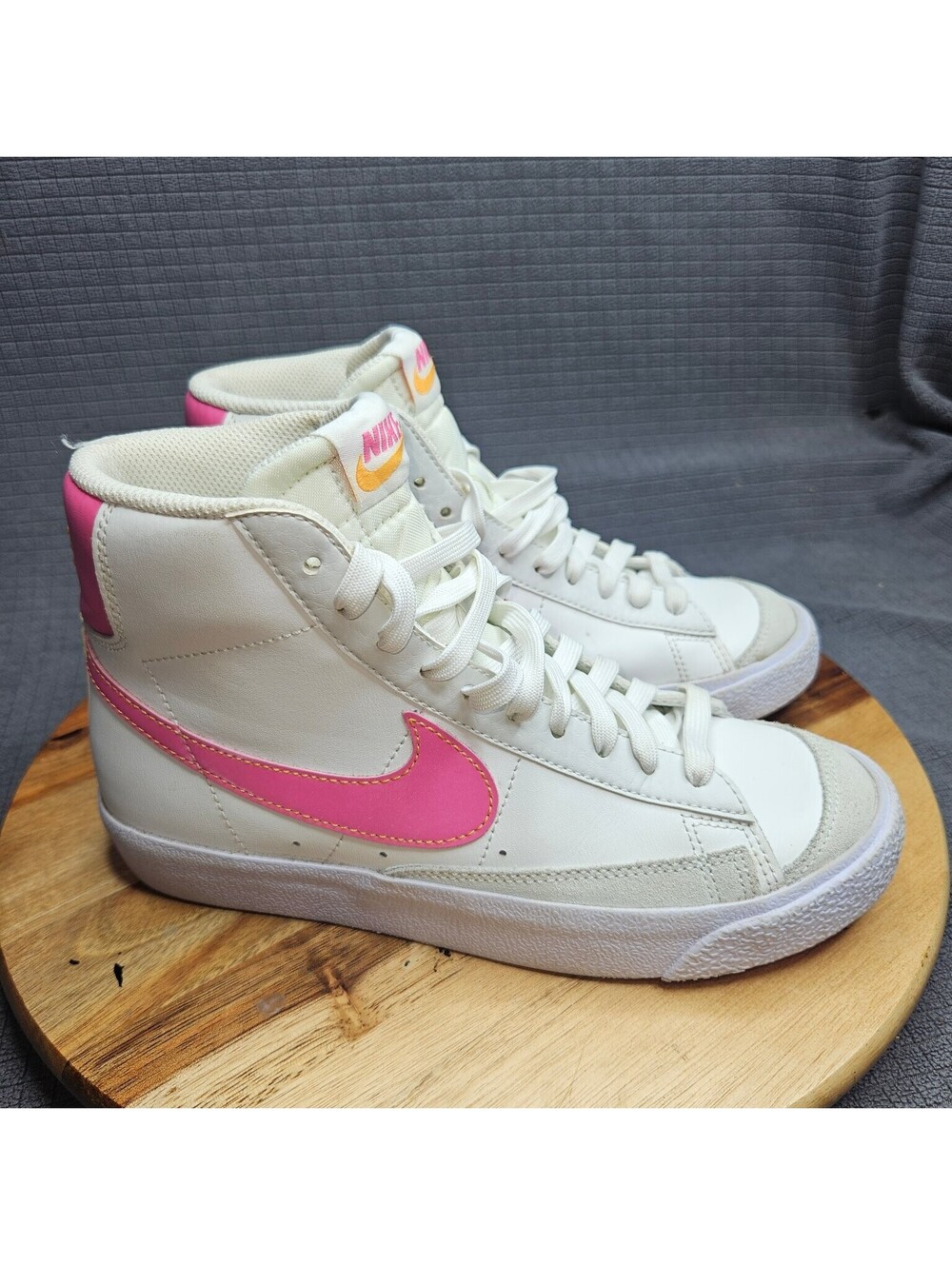 Nike Blazer Mid '77 Sneakers Unisex Kids White Pink US 5Y High Top